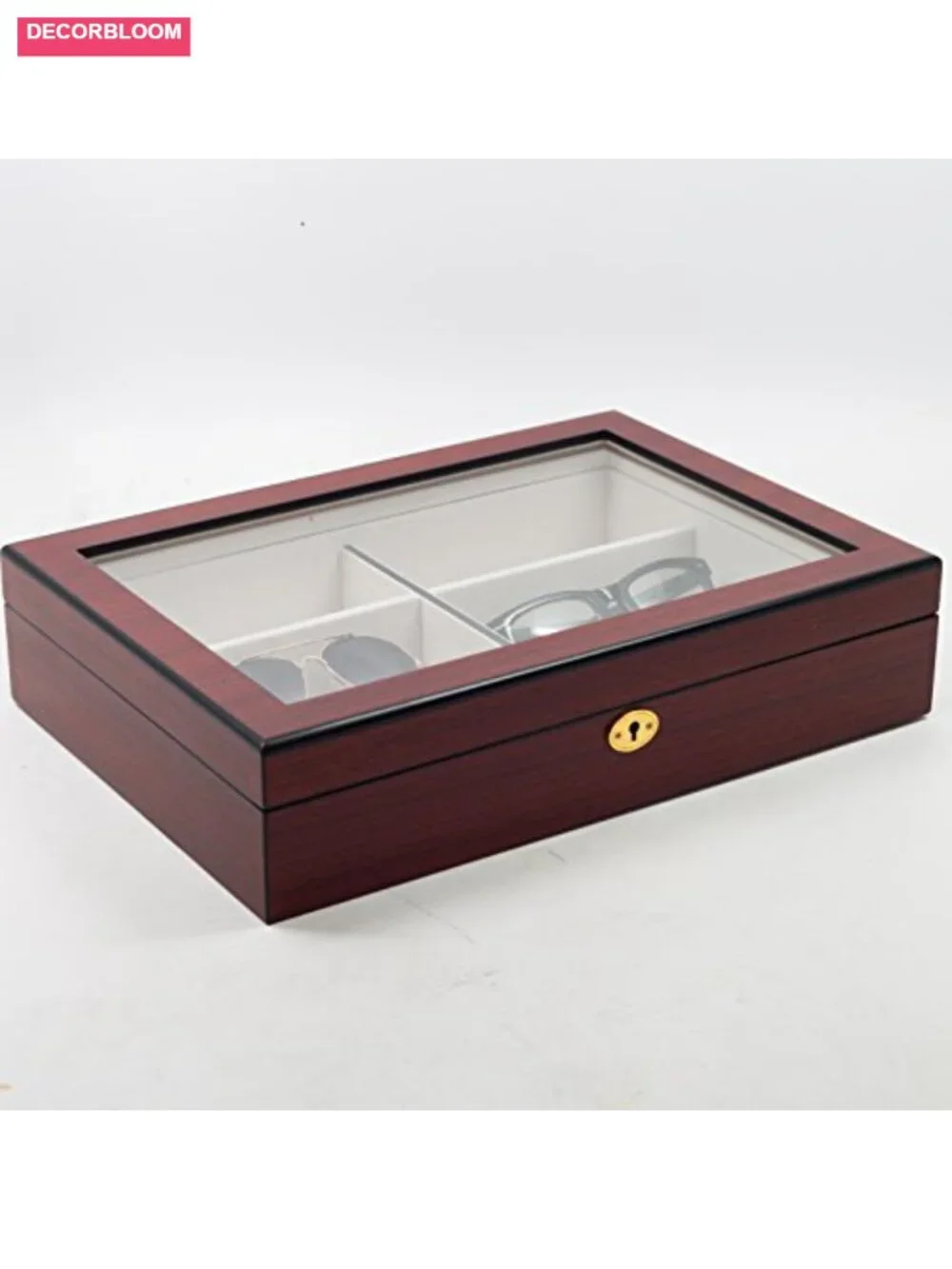 Extra Large Wood Sunglass Glasses Display Case Organizer Collector Box with